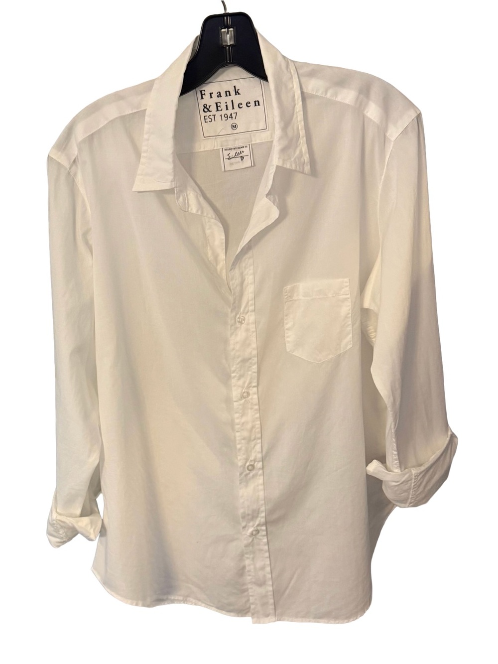 Frank & Eileen White Shirt Boyfriend Style Relaxed Fit Long Sleeve Sz M Pristine